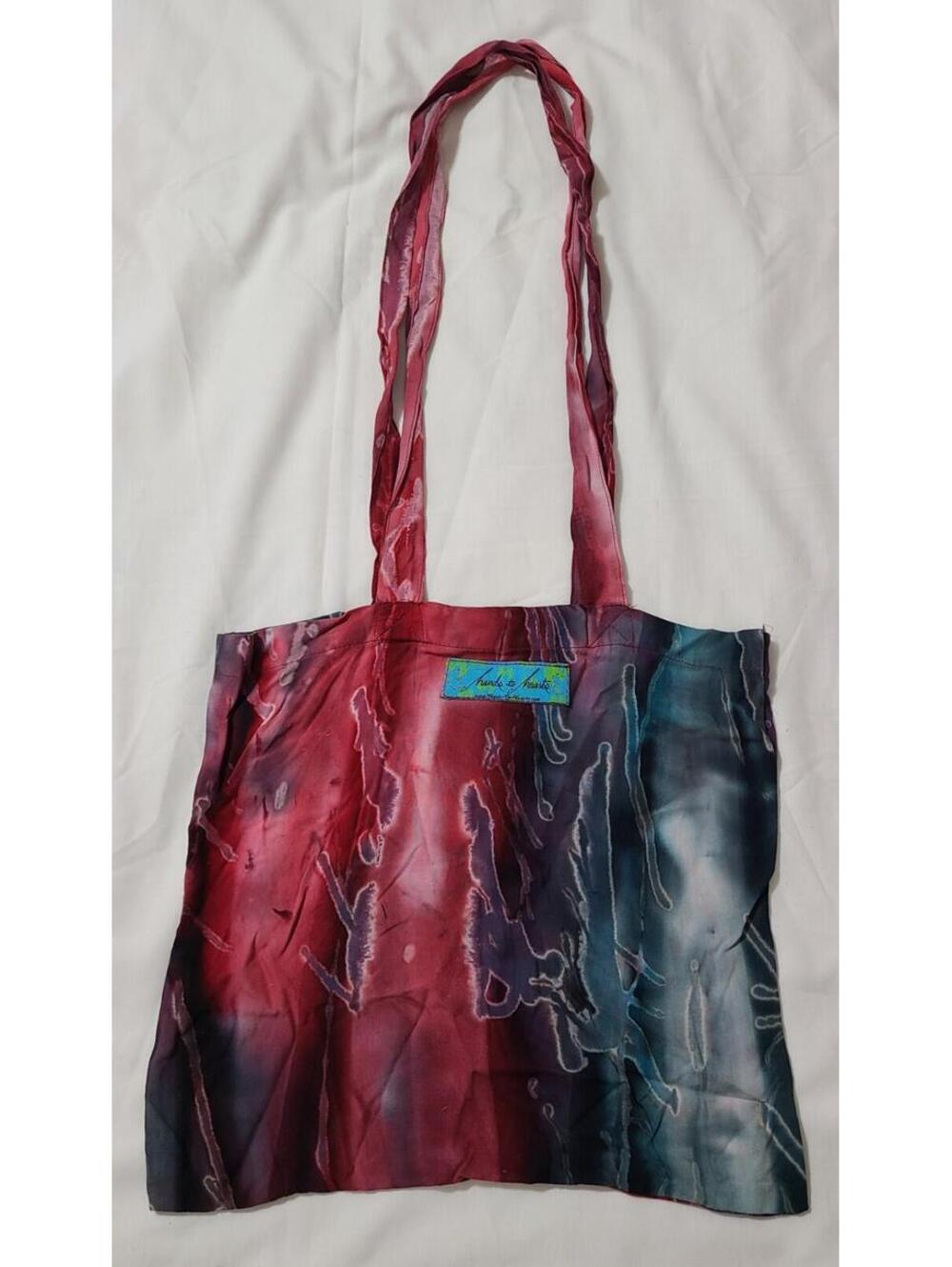 Hands To Heart Tie-Dye Tote Bag Sz Medium Multicolor Reusable Storage Pouch EUC